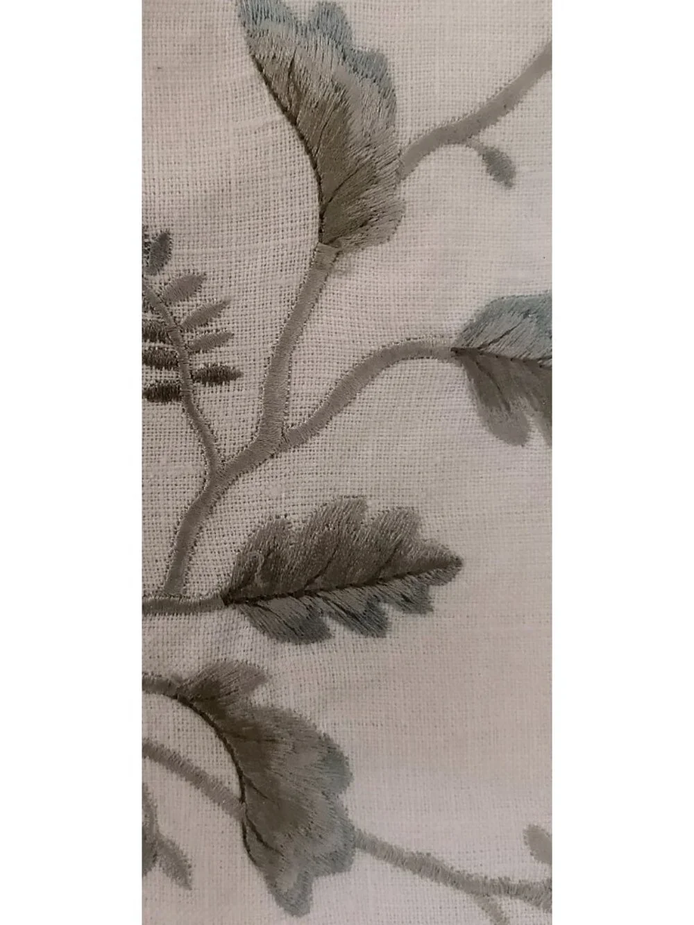 Vintage Embroidered Fabric Art Set 1980s Curtain Framed Botanical Blue Frames